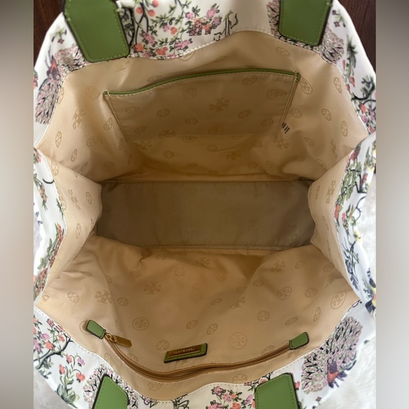 Tory Burch Beige Green Flower Tote - Picture 8 of 10